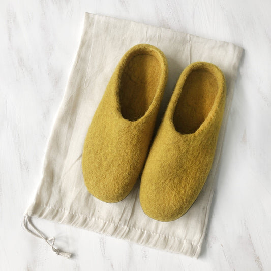 Mita Felt Slippers I Mustard