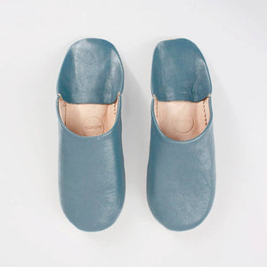 Moroccan Babouche Slippers I Blue Grey