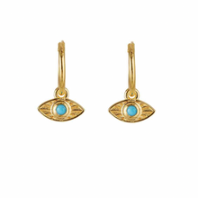 Load image into Gallery viewer, Rays Of Light Mini Hoops Gold I Turquoise
