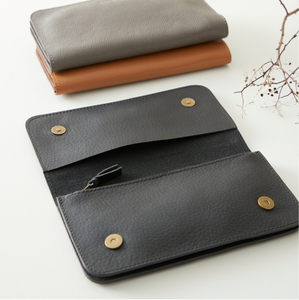 Imanda Handcrafted Leather Long Wallet I Grey