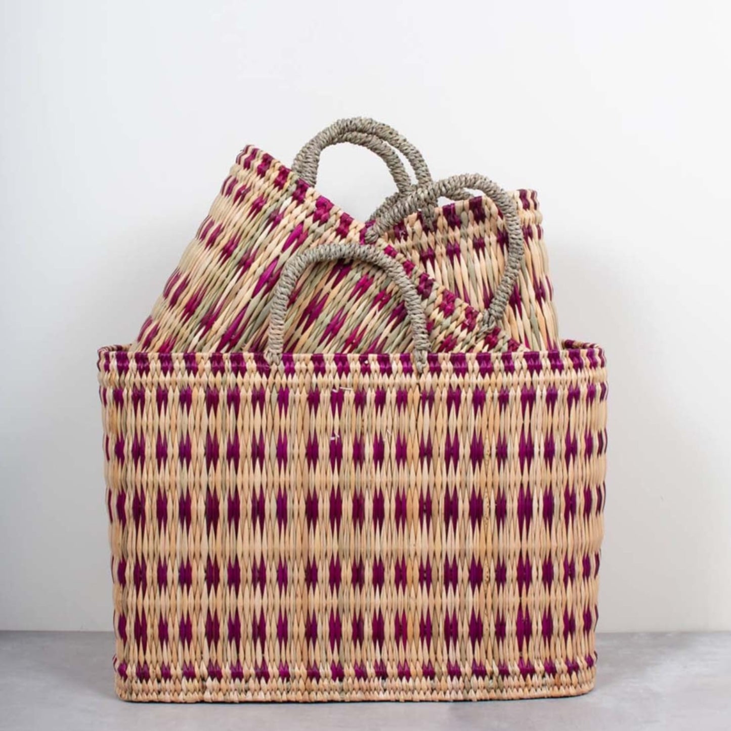 Woven Reed Basket, Violet Medium