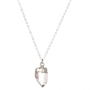 Raw Clear Quartz Necklace I Silver 18"