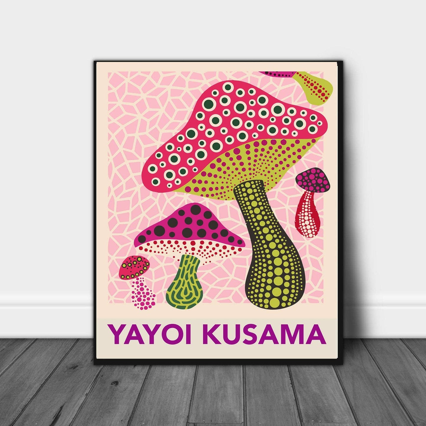 Yayoi Kusama Mushroom Pink Print: A4