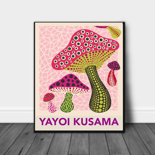 Yayoi Kusama Mushroom Pink Print: A5